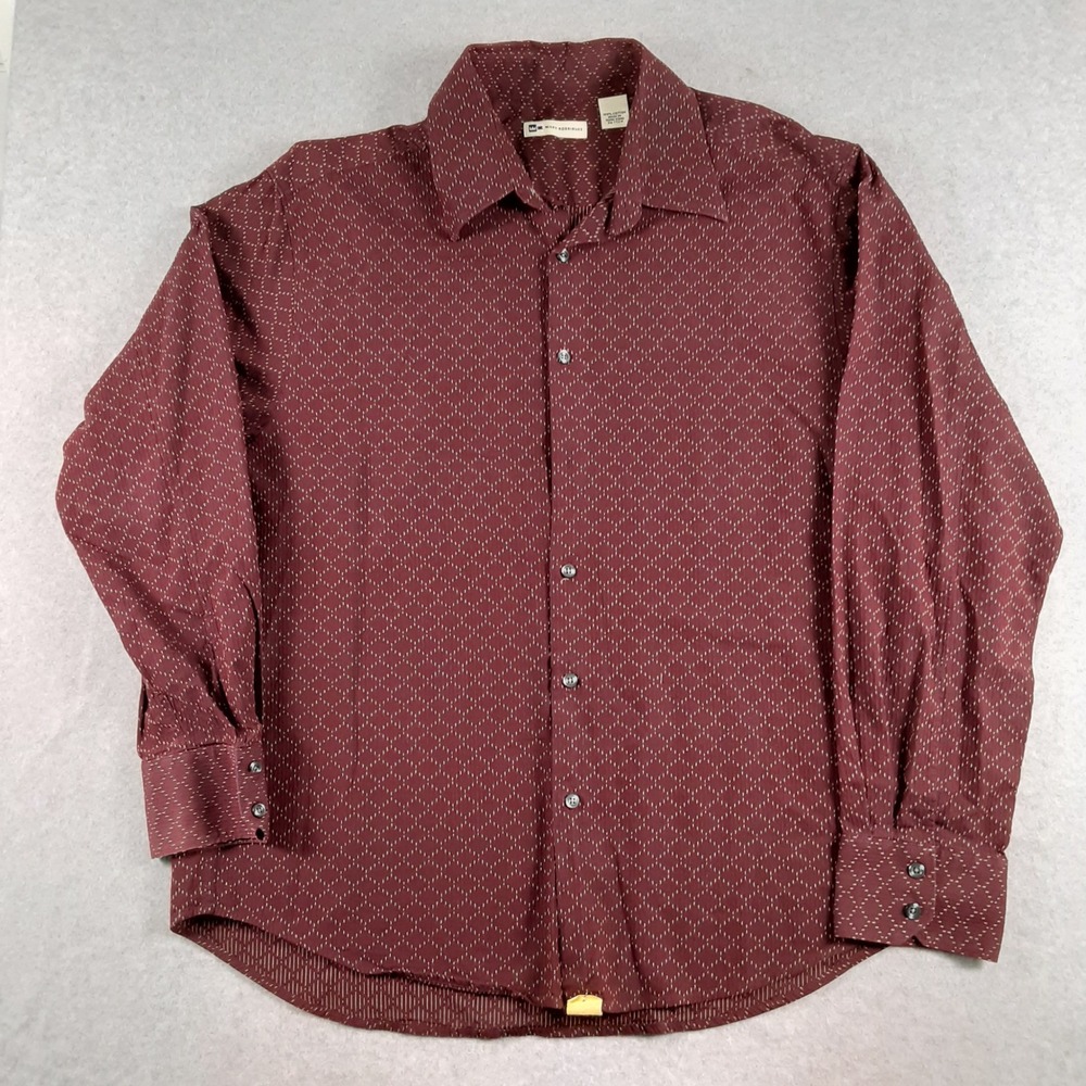 Wilke Rodriguez Mens Burgundy Textured Diamond Cotton Button Down MF7765MMH
